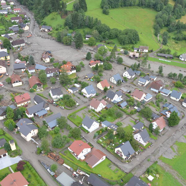 houses after the debris flow in St. Lorenzen (Styria)